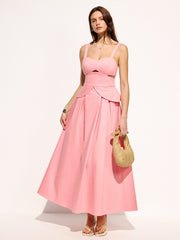 Cotton Cutout Strappy Maxi Dress