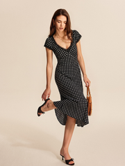 Polka Dot Lace V-Neck Maxi Dress