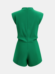 Draped Sleeveless Mock Neck Romper
