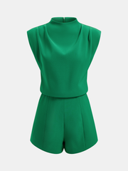 Draped Sleeveless Mock Neck Romper