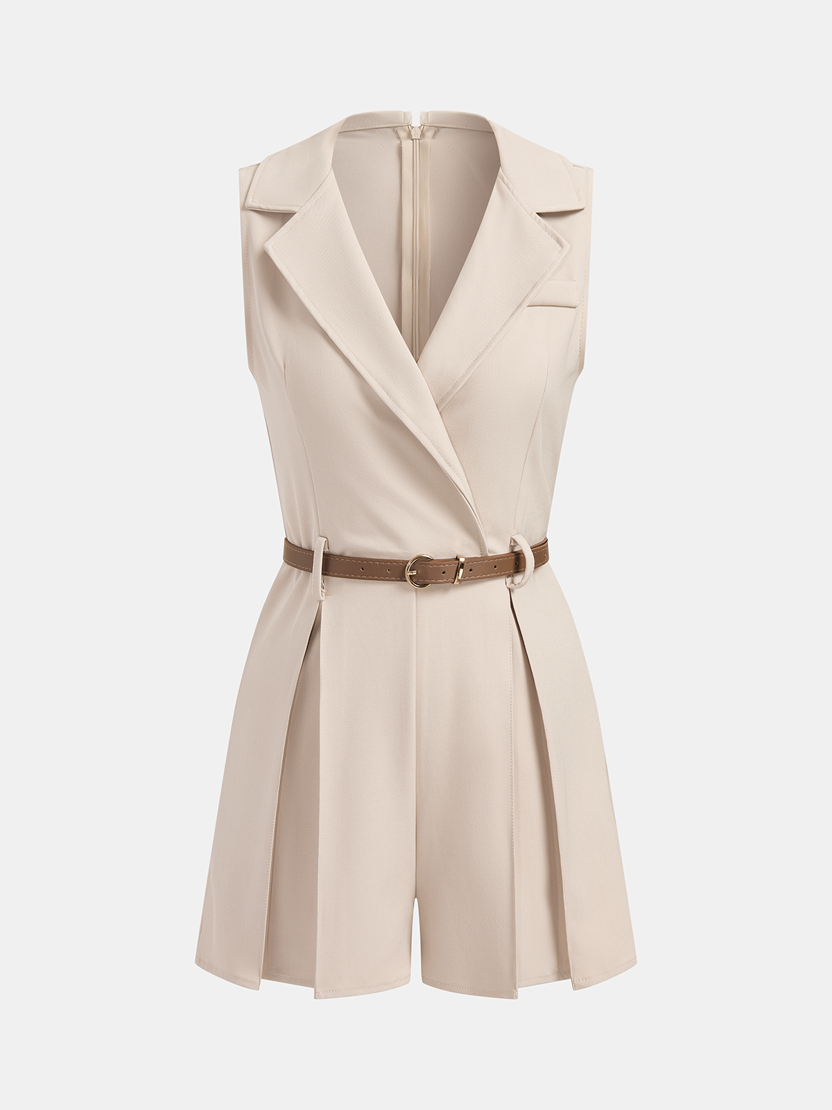 Sleeveless Blazer Style Belted Romper