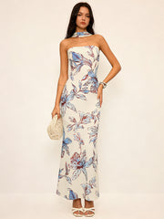 Floral Print Halter Maxi Dress