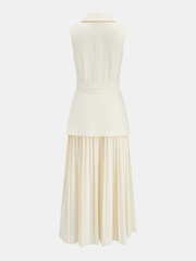 Sleeveless Belted Pleated Blazer Dress