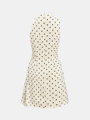 Polka Dot Sleeveless Ruched Mini Dress