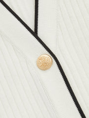 Contrast Trim Button Front Knit Maxi Dress