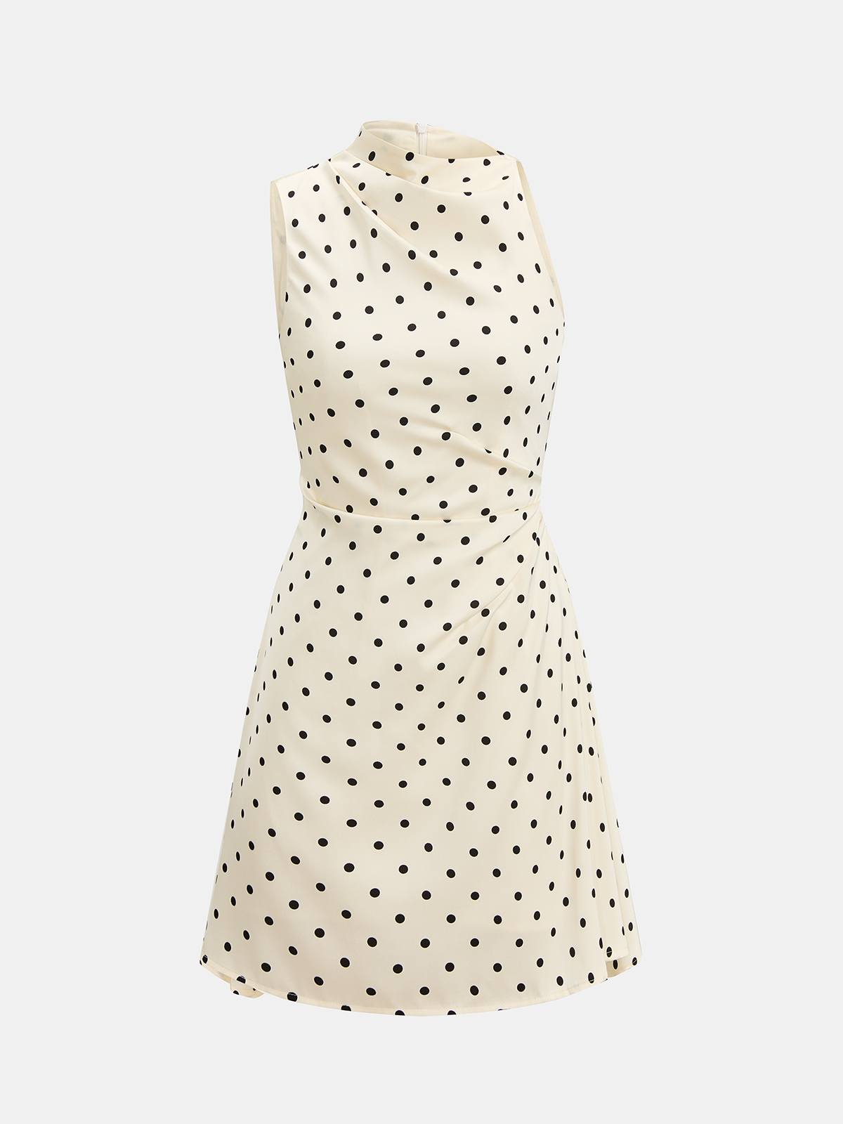 Polka Dot Sleeveless Ruched Mini Dress