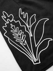 Tassel Tie Embroidered Linen Blend Mini Dress