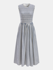 Striped Cotton Sleeveless Smocked Maxi Dress