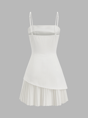 Pleated Hem Asymmetrical Cami Mini Dress