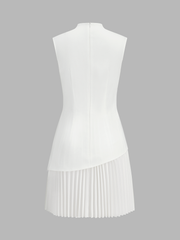 Sleeveless Asymmetrical Pleated Mini Dress