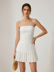 Strapless Anti-slip Pleated Mini Dress