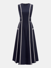 Contrast Lace Trim Sleeveless Midi Dress