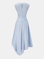 Cotton Linen Sleeveless Asymmetrical Midi Dress