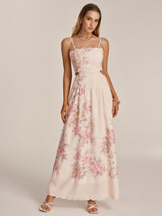 Floral Print Cut-Out Cami Maxi Dress
