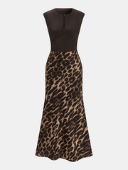 Sleeveless Leopard Print Maxi Dress