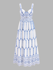 Boho Floral Print Cut-Out Maxi Dress