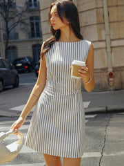 Striped Cotton Sleeveless Mini Dress