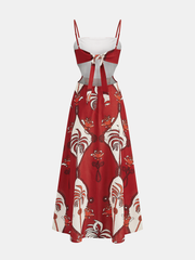 Tropical Print Cut-Out Cami Maxi Dress