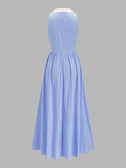 Cotton Blend Sleeveless Collared Maxi Dress