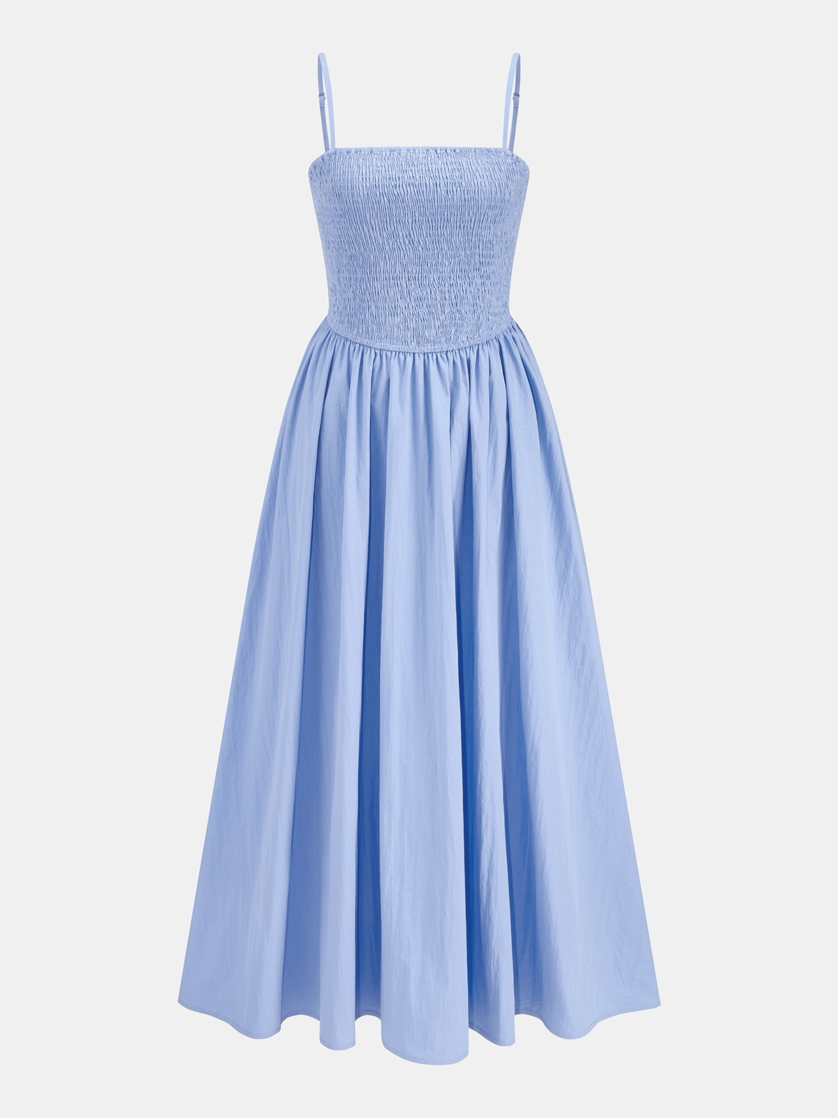 Cotton Blend Smocked Cami Maxi Dress