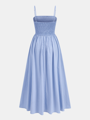 Cotton Blend Smocked Cami Maxi Dress