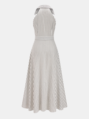 Striped Cotton Buttoned Maxi Dress