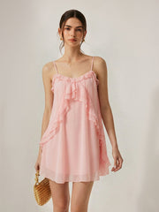 Ruffle Trim Cami Mini Dress