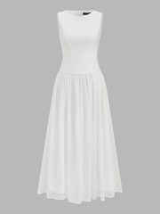 Sleeveless Crew Neck Flowy Maxi Dress
