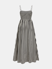 Gingham Cotton Blend Cutout Cami Maxi Dress