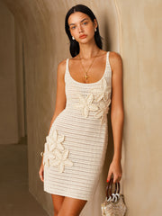 3D Flower Crochet Knit Cami Mini Dress