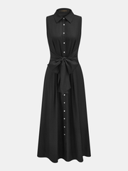 Sleeveless Tie-Waist Shirt Dress