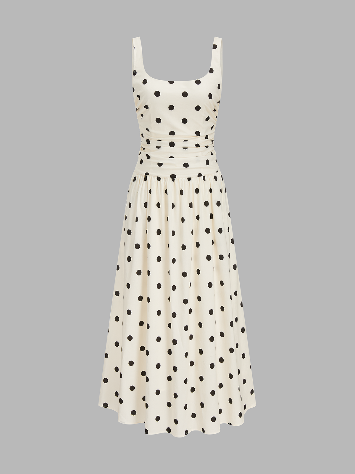 Polka Dot Ruched Cami Maxi Dress