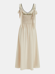 Contrast Wavy Trim Sleeveless Maxi Dress
