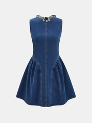 Sleeveless Open Back Denim Mini Dress