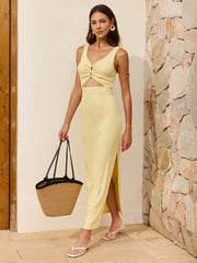 Sleeveless Cutout Side Slit Maxi Dress