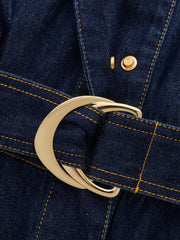 Belted Epaulet Denim Sleeveless Romper