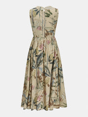 Cotton Blend Botanical Printed Maxi Dress