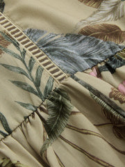 Cotton Blend Botanical Printed Maxi Dress