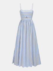 Striped Cutout Cotton Blend Cami Maxi Dress