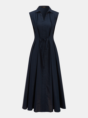 Cotton Linen Sleeveless Shirt Dress