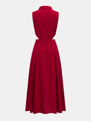 Cotton Linen Sleeveless Cutout Maxi Dress