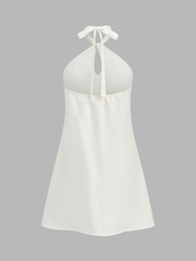 Halter Linen Blend Mini Dress