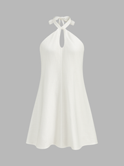Halter Linen Blend Mini Dress