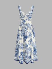 Tropical Print Cutout Sleeveless Maxi Dress