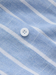 Striped Cotton Linen Short Sleeve Shirt Dress