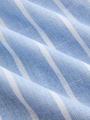 Striped Cotton Linen Short Sleeve Shirt Dress