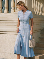 Short Sleeve Textured Knit Midi Dress
