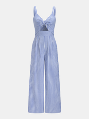 Striped Cut Out Wide Leg Cami Jumpsuit