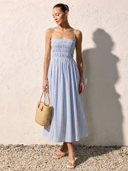 Smocked Striped Cami Maxi Dress