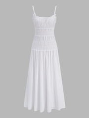 Smocked Cotton Linen Cami Maxi Dress